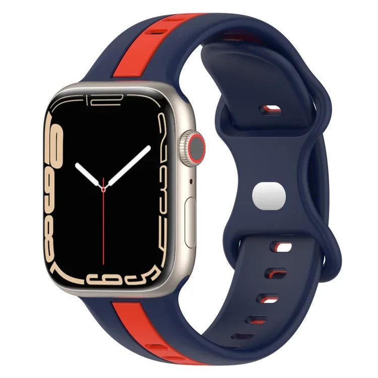 สายซิลิโคนสองสี Butterfly Buckle สำหรับ Apple Watch Ultra 49mm, สำหรับ Apple Watch Series 8&7 45mm, สำหรับ Apple Watch Series 8&7 41mm