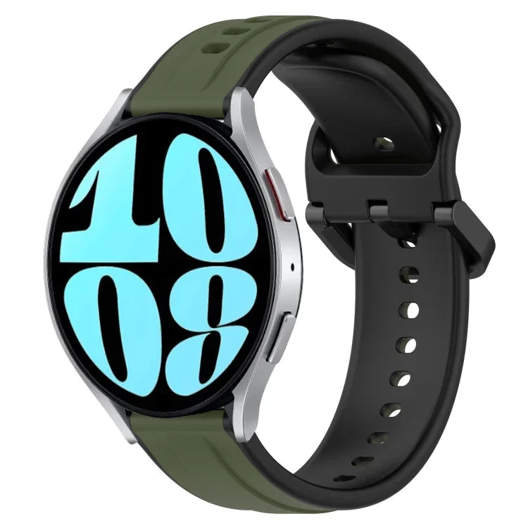 สายรัดนาฬิกาซิลิโคนสองสีแบบขอบนูน 20mm สำหรับ Samsung Galaxy Watch 6 40mm, สำหรับ Samsung Galaxy Watch 6 Classic 43mm