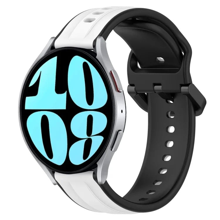 สายรัดนาฬิกาซิลิโคนสองสีแบบขอบนูน 20mm สำหรับ Samsung Galaxy Watch 6 40mm, สำหรับ Samsung Galaxy Watch 6 Classic 43mm
