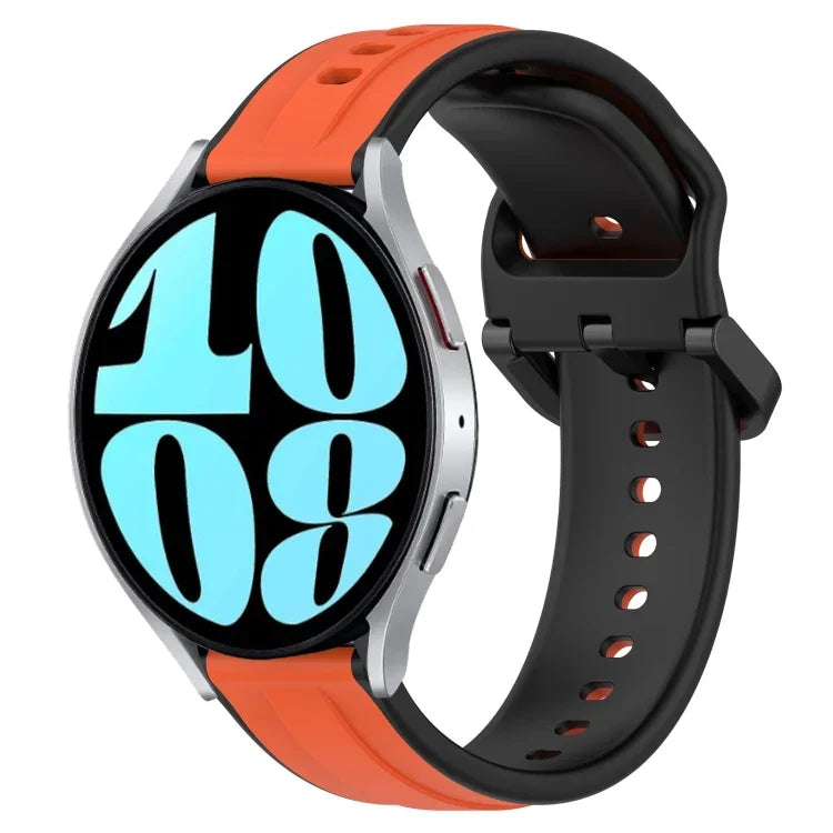 สายรัดนาฬิกาซิลิโคนสองสีแบบขอบนูน 20mm สำหรับ Samsung Galaxy Watch 6 40mm, สำหรับ Samsung Galaxy Watch 6 Classic 43mm