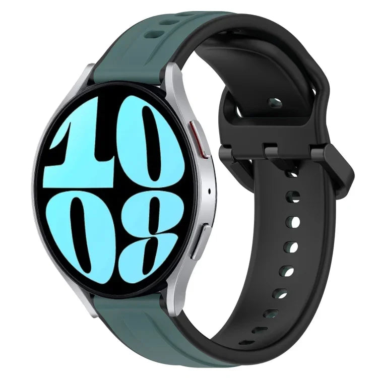 สายรัดนาฬิกาซิลิโคนสองสีแบบขอบนูน 20mm สำหรับ Samsung Galaxy Watch 6 40mm, สำหรับ Samsung Galaxy Watch 6 Classic 43mm