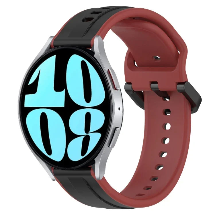 สายรัดนาฬิกาซิลิโคนสองสีแบบขอบนูน 20mm สำหรับ Samsung Galaxy Watch 6 40mm, สำหรับ Samsung Galaxy Watch 6 Classic 43mm