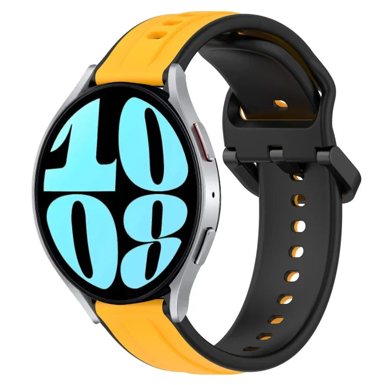 สายรัดนาฬิกาซิลิโคนสองสีแบบขอบนูน 20mm สำหรับ Samsung Galaxy Watch 6 40mm, สำหรับ Samsung Galaxy Watch 6 Classic 43mm
