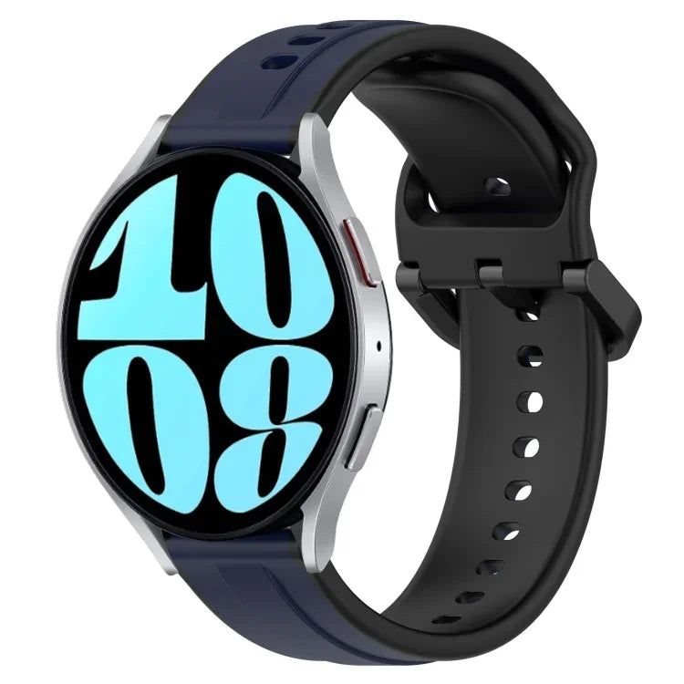 สายรัดนาฬิกาซิลิโคนสองสีแบบขอบนูน 20mm สำหรับ Samsung Galaxy Watch 6 40mm, สำหรับ Samsung Galaxy Watch 6 Classic 43mm
