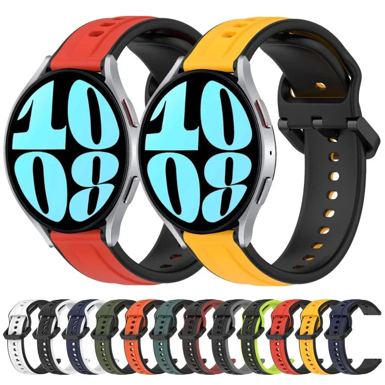 สายรัดนาฬิกาซิลิโคนสองสีแบบขอบนูน 20mm สำหรับ Samsung Galaxy Watch 6 40mm, สำหรับ Samsung Galaxy Watch 6 Classic 43mm