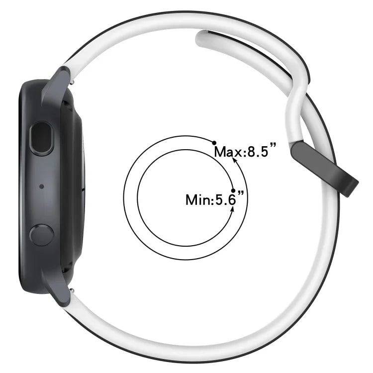สายรัดนาฬิกาซิลิโคนสองสีแบบขอบนูน 20mm สำหรับ Samsung Galaxy Watch 6 40mm, สำหรับ Samsung Galaxy Watch 6 Classic 43mm