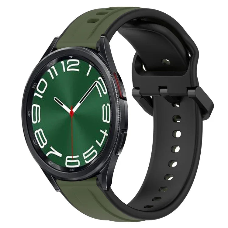 สายรัดนาฬิกาซิลิโคนสองสีแบบขอบนูน 20mm สำหรับ Samsung Galaxy Watch 6 40mm, สำหรับ Samsung Galaxy Watch 6 Classic 43mm