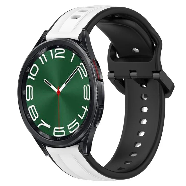 สายรัดนาฬิกาซิลิโคนสองสีแบบขอบนูน 20mm สำหรับ Samsung Galaxy Watch 6 40mm, สำหรับ Samsung Galaxy Watch 6 Classic 43mm