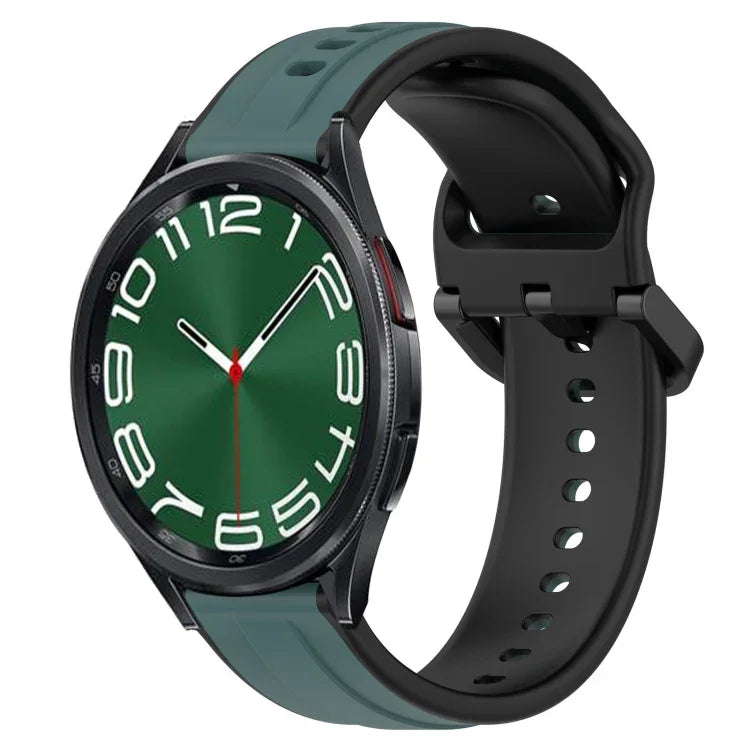 สายรัดนาฬิกาซิลิโคนสองสีแบบขอบนูน 20mm สำหรับ Samsung Galaxy Watch 6 40mm, สำหรับ Samsung Galaxy Watch 6 Classic 43mm