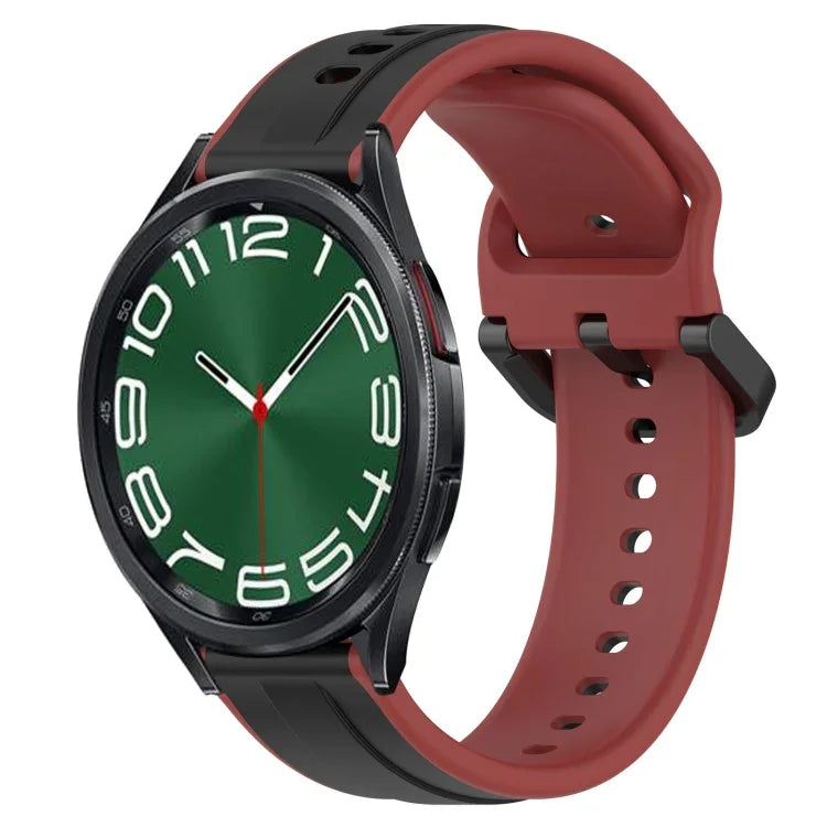 สายรัดนาฬิกาซิลิโคนสองสีแบบขอบนูน 20mm สำหรับ Samsung Galaxy Watch 6 40mm, สำหรับ Samsung Galaxy Watch 6 Classic 43mm