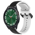 สายรัดนาฬิกาซิลิโคนสองสีแบบขอบนูน 20mm สำหรับ Samsung Galaxy Watch 6 40mm, สำหรับ Samsung Galaxy Watch 6 Classic 43mm