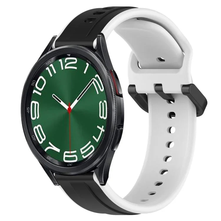สายรัดนาฬิกาซิลิโคนสองสีแบบขอบนูน 20mm สำหรับ Samsung Galaxy Watch 6 40mm, สำหรับ Samsung Galaxy Watch 6 Classic 43mm