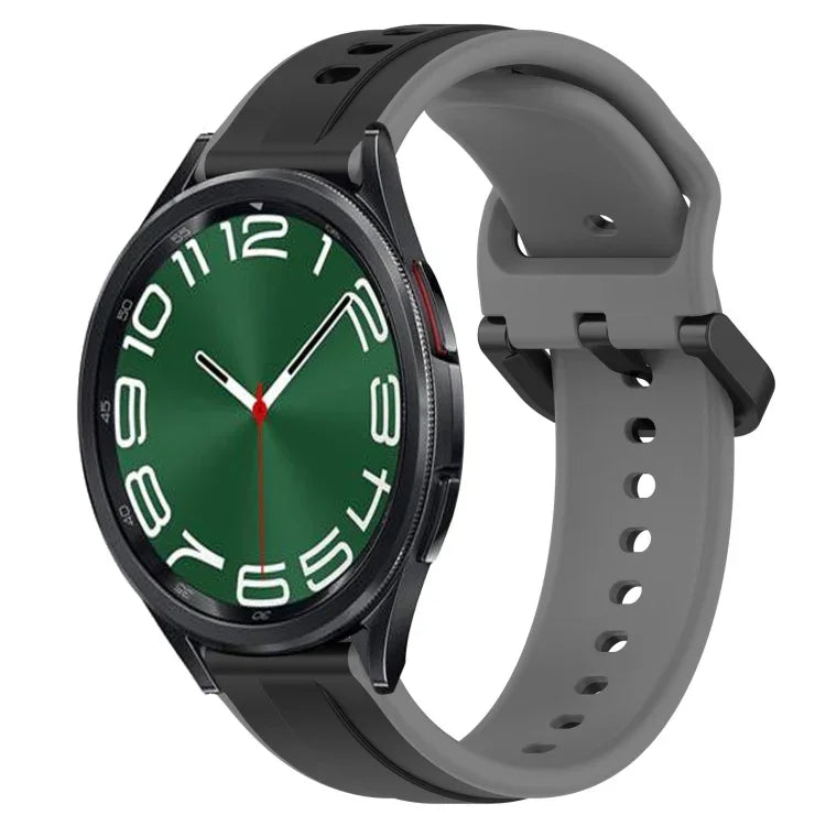 สายรัดนาฬิกาซิลิโคนสองสีแบบขอบนูน 20mm สำหรับ Samsung Galaxy Watch 6 40mm, สำหรับ Samsung Galaxy Watch 6 Classic 43mm