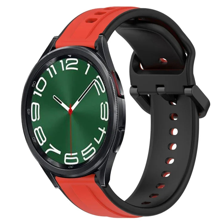 สายรัดนาฬิกาซิลิโคนสองสีแบบขอบนูน 20mm สำหรับ Samsung Galaxy Watch 6 40mm, สำหรับ Samsung Galaxy Watch 6 Classic 43mm