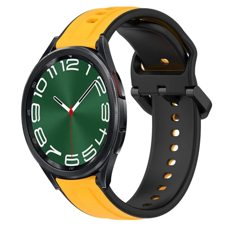 สายรัดนาฬิกาซิลิโคนสองสีแบบขอบนูน 20mm สำหรับ Samsung Galaxy Watch 6 40mm, สำหรับ Samsung Galaxy Watch 6 Classic 43mm