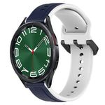 สายรัดนาฬิกาซิลิโคนสองสีแบบขอบนูน 20mm สำหรับ Samsung Galaxy Watch 6 40mm, สำหรับ Samsung Galaxy Watch 6 Classic 43mm