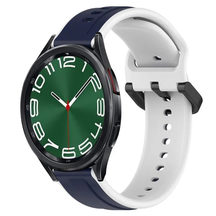 สายรัดนาฬิกาซิลิโคนสองสีแบบขอบนูน 20mm สำหรับ Samsung Galaxy Watch 6 40mm, สำหรับ Samsung Galaxy Watch 6 Classic 43mm