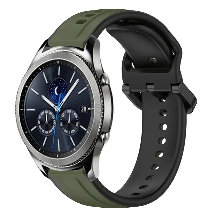สายรัดนาฬิกาซิลิโคนสองสีแบบขอบนูน 22mm สำหรับ Samsung Galaxy Watch3 45mm, สำหรับ Samsung Galaxy Watch 46mm, สำหรับ Samsung Gear S3 Classic, สำหรับ Samsung Gear S3 Frontier