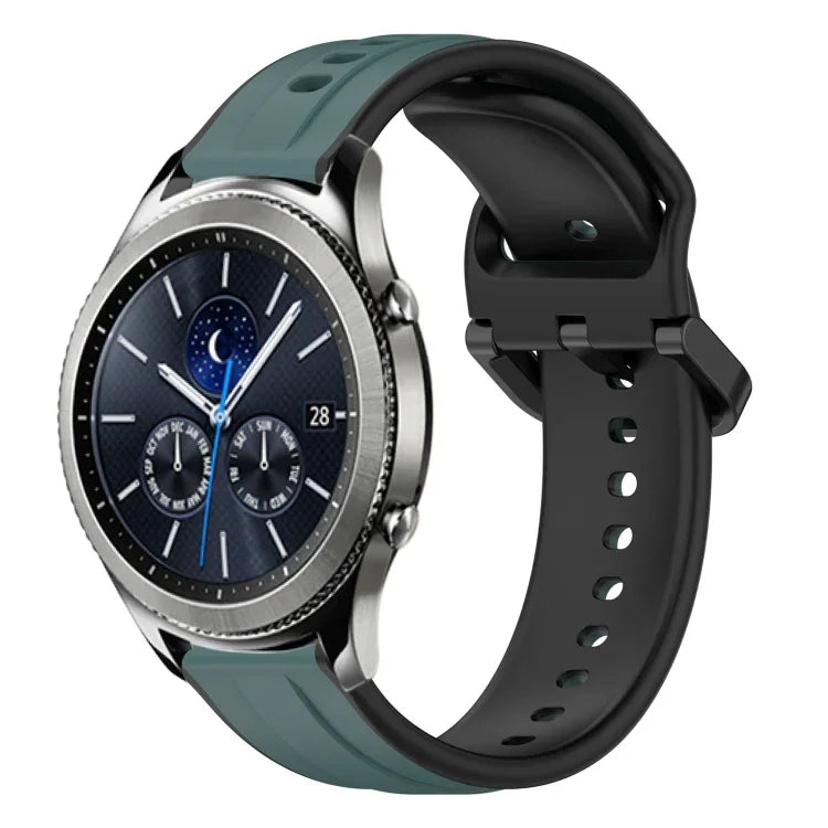 สายรัดนาฬิกาซิลิโคนสองสีแบบขอบนูน 22mm สำหรับ Samsung Galaxy Watch3 45mm, สำหรับ Samsung Galaxy Watch 46mm, สำหรับ Samsung Gear S3 Classic, สำหรับ Samsung Gear S3 Frontier