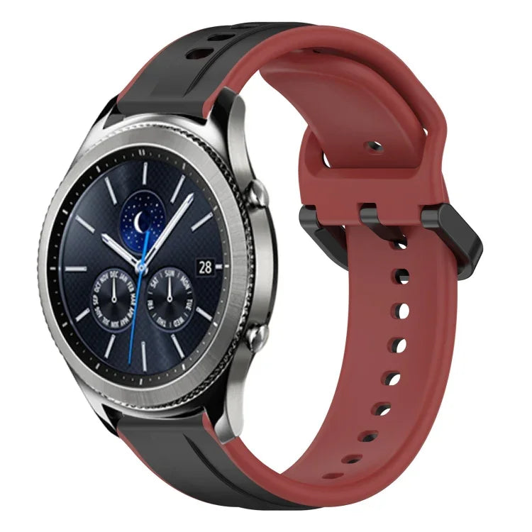 สายรัดนาฬิกาซิลิโคนสองสีแบบขอบนูน 22mm สำหรับ Samsung Galaxy Watch3 45mm, สำหรับ Samsung Galaxy Watch 46mm, สำหรับ Samsung Gear S3 Classic, สำหรับ Samsung Gear S3 Frontier