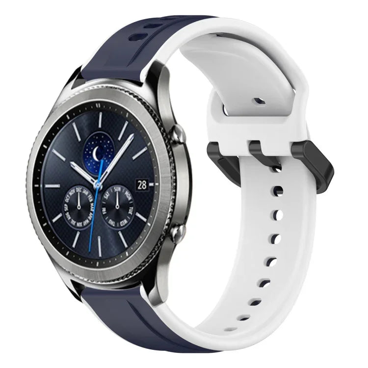 สายรัดนาฬิกาซิลิโคนสองสีแบบขอบนูน 22mm สำหรับ Samsung Galaxy Watch3 45mm, สำหรับ Samsung Galaxy Watch 46mm, สำหรับ Samsung Gear S3 Classic, สำหรับ Samsung Gear S3 Frontier