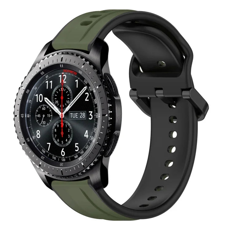 สายรัดนาฬิกาซิลิโคนสองสีแบบขอบนูน 22mm สำหรับ Samsung Galaxy Watch3 45mm, สำหรับ Samsung Galaxy Watch 46mm, สำหรับ Samsung Gear S3 Classic, สำหรับ Samsung Gear S3 Frontier