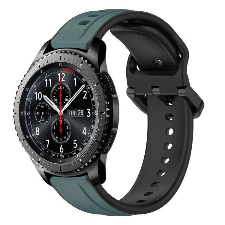 สายรัดนาฬิกาซิลิโคนสองสีแบบขอบนูน 22mm สำหรับ Samsung Galaxy Watch3 45mm, สำหรับ Samsung Galaxy Watch 46mm, สำหรับ Samsung Gear S3 Classic, สำหรับ Samsung Gear S3 Frontier