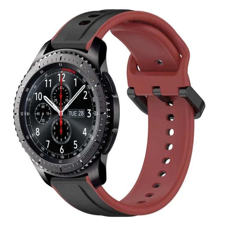 สายรัดนาฬิกาซิลิโคนสองสีแบบขอบนูน 22mm สำหรับ Samsung Galaxy Watch3 45mm, สำหรับ Samsung Galaxy Watch 46mm, สำหรับ Samsung Gear S3 Classic, สำหรับ Samsung Gear S3 Frontier