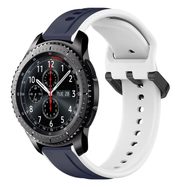 สายรัดนาฬิกาซิลิโคนสองสีแบบขอบนูน 22mm สำหรับ Samsung Galaxy Watch3 45mm, สำหรับ Samsung Galaxy Watch 46mm, สำหรับ Samsung Gear S3 Classic, สำหรับ Samsung Gear S3 Frontier