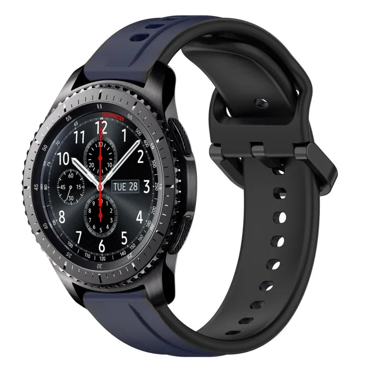 สายรัดนาฬิกาซิลิโคนสองสีแบบขอบนูน 22mm สำหรับ Samsung Galaxy Watch3 45mm, สำหรับ Samsung Galaxy Watch 46mm, สำหรับ Samsung Gear S3 Classic, สำหรับ Samsung Gear S3 Frontier