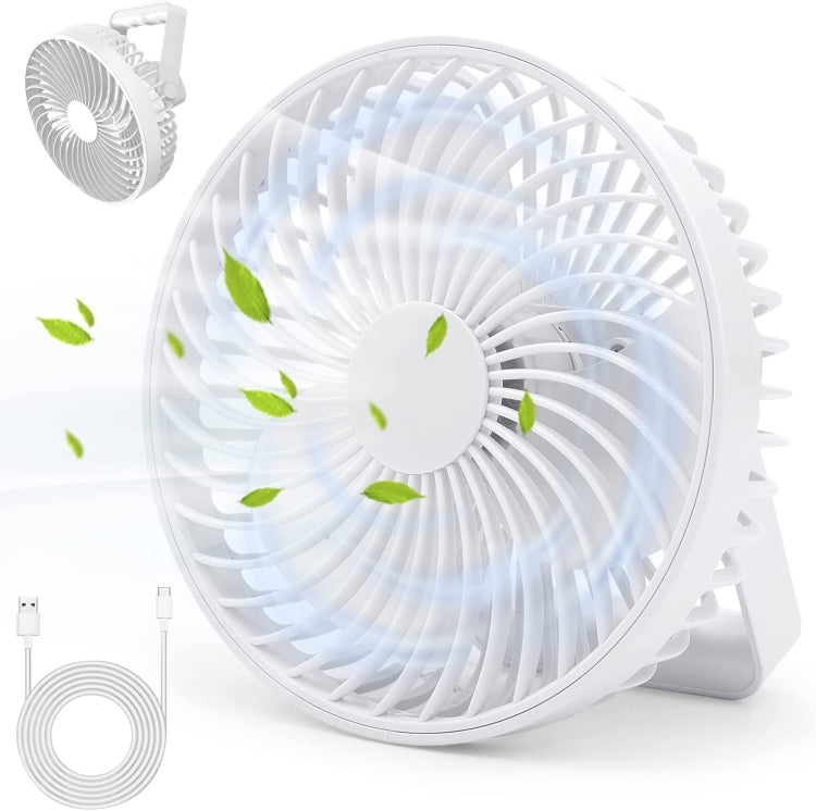 พัดลมตั้งแคมป์พกพาแบบชาร์จไฟได้ LED อเนกประสงค์ สีดำ สีขาว
