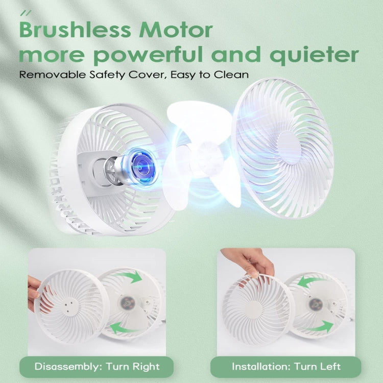 พัดลมตั้งแคมป์พกพาแบบชาร์จไฟได้ LED อเนกประสงค์ สีดำ สีขาว