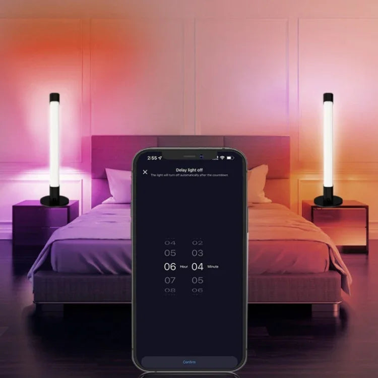 SAL006BS หลอดไฟ LED 2 ดวง ท่อไฟซิงค์กับเสียงเพลง WiFi ไฟกลางคืนอัจฉริยะ