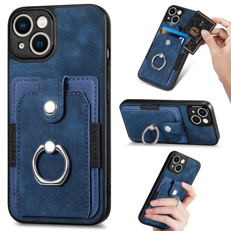 Retro Skin-feel Ring Card Wallet Phone Case, For iPhone XS Max, For iPhone XR, For iPhone SE 2022 / 2020 / 7 / 8, For iPhone 7 Plus / 8 Plus