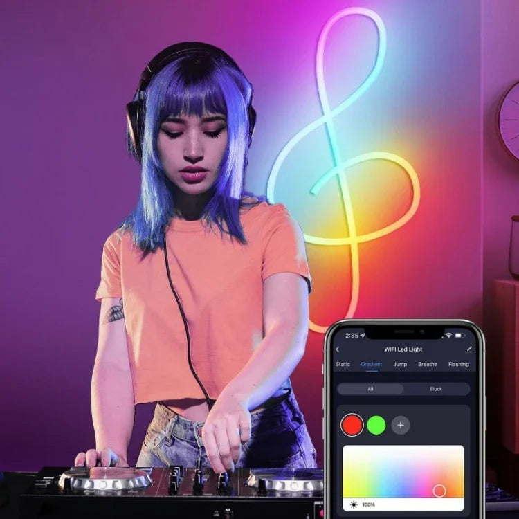 ไฟเชือกนีออน RGB ซิงค์เพลง TUYA WIFI กันน้ำ 3m รุ่น NH021, NH021
