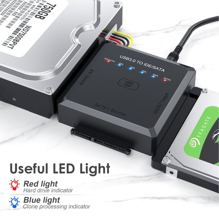 อะแดปเตอร์แปลง USB3.0 เป็น SATA หรือ IDE สำหรับฮาร์ดไดรฟ์ พร้อมฟังก์ชันโคลน