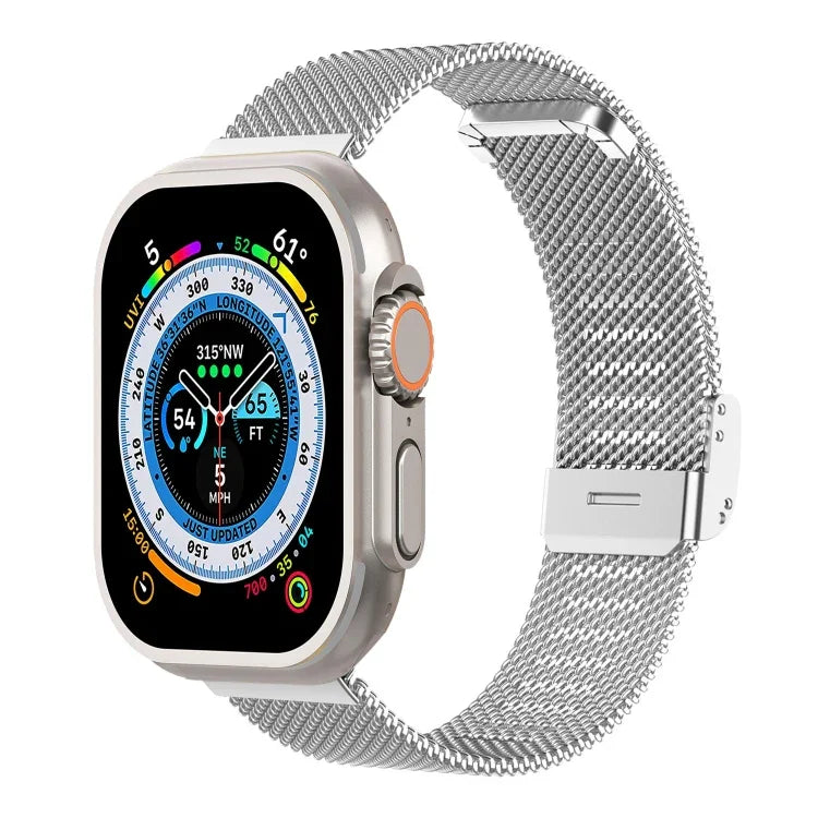 สายรัดนาฬิกาเหล็กถัก Milan แบบหัวเข็มขัดรวม สำหรับ Apple Watch Series 8&7 41 มม., สำหรับ Apple Watch Ultra 49 มม. / Series 8&7 45 มม.