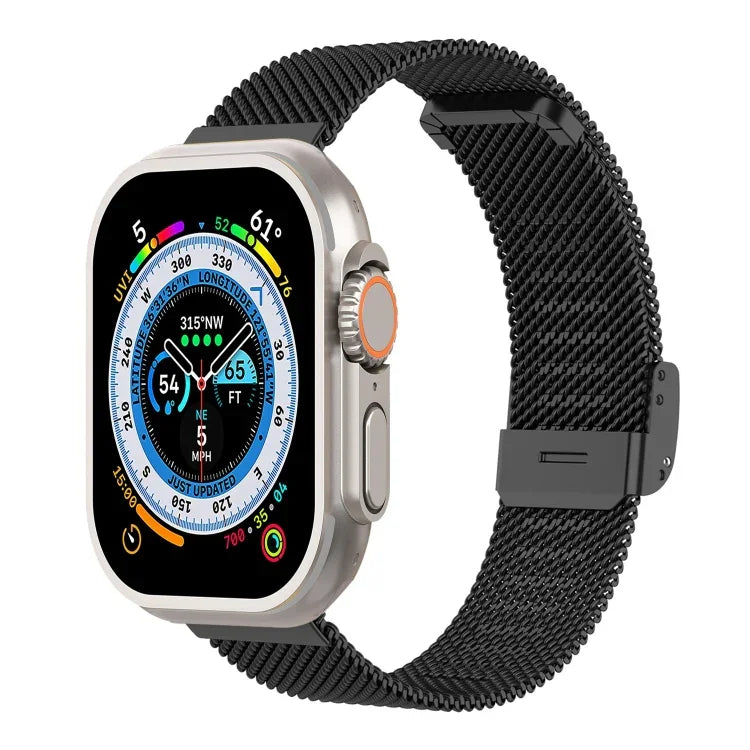 สายรัดนาฬิกาเหล็กถัก Milan แบบหัวเข็มขัดรวม สำหรับ Apple Watch Series 8&7 41 มม., สำหรับ Apple Watch Ultra 49 มม. / Series 8&7 45 มม.