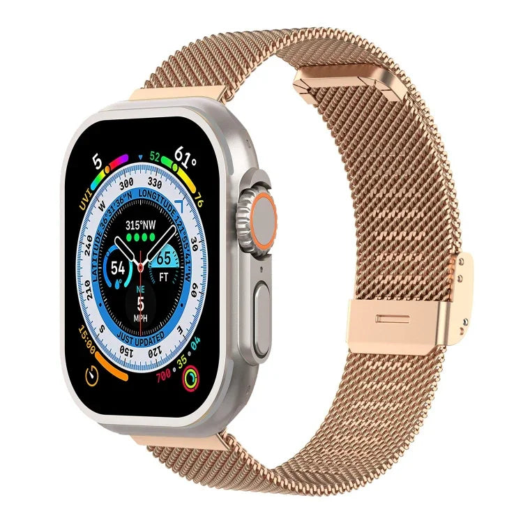 สายรัดนาฬิกาเหล็กถัก Milan แบบหัวเข็มขัดรวม สำหรับ Apple Watch Series 8&7 41 มม., สำหรับ Apple Watch Ultra 49 มม. / Series 8&7 45 มม.