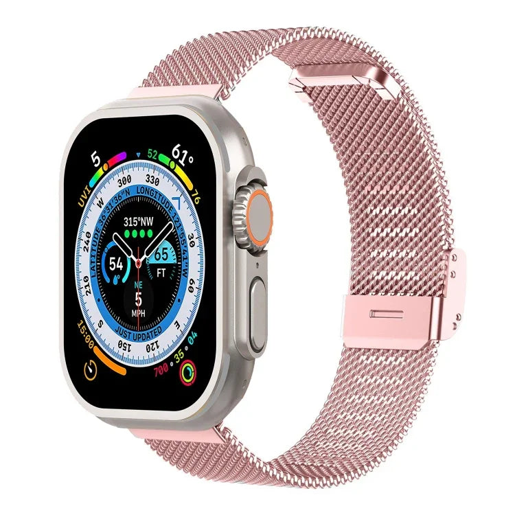 สายรัดนาฬิกาเหล็กถัก Milan แบบหัวเข็มขัดรวม สำหรับ Apple Watch Series 8&7 41 มม., สำหรับ Apple Watch Ultra 49 มม. / Series 8&7 45 มม.