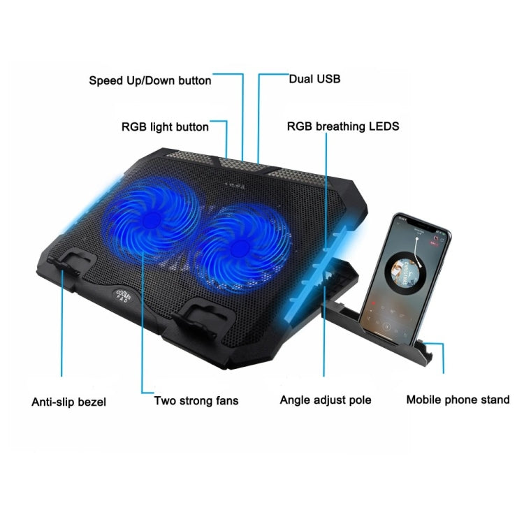แผ่นรองระบายความร้อนโน้ตบุ๊ก S900 ปรับความสูงได้ มีพอร์ต USB คู่ RGB