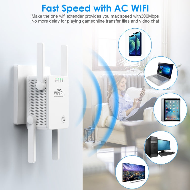 U8 เราเตอร์ขยายสัญญาณ WiFi ไร้สาย 300Mbps ตัวขยายสัญญาณ Wi-Fi, ปลั๊ก US, ปลั๊ก EU