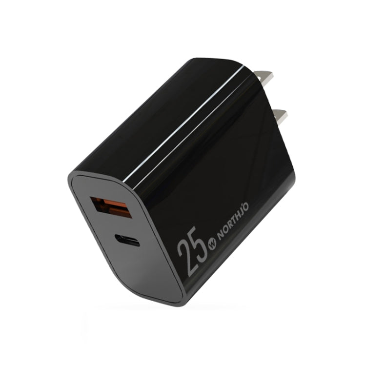 ที่ชาร์จเร็วพอร์ตคู่ NORTHJO NOPD2502 PD 25W USB-C/Type-C + QC 3.0 USB พร้อมปลั๊ก US, EU, UK, AU