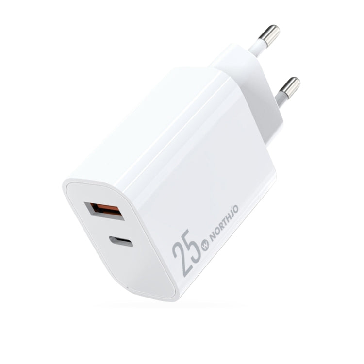ที่ชาร์จเร็วพอร์ตคู่ NORTHJO NOPD2502 PD 25W USB-C/Type-C + QC 3.0 USB พร้อมปลั๊ก US, EU, UK, AU