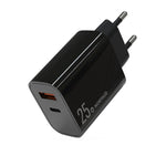 ที่ชาร์จเร็วพอร์ตคู่ NORTHJO NOPD2502 PD 25W USB-C/Type-C + QC 3.0 USB พร้อมปลั๊ก US, EU, UK, AU