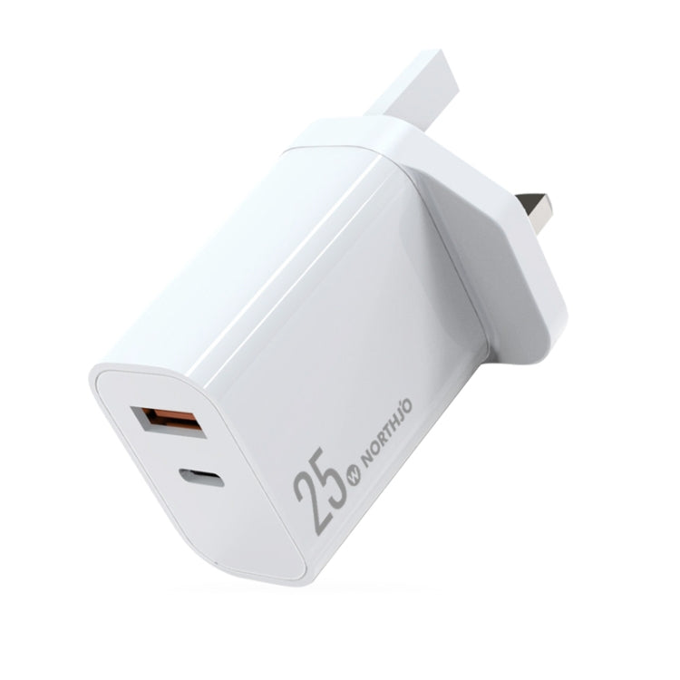 ที่ชาร์จเร็วพอร์ตคู่ NORTHJO NOPD2502 PD 25W USB-C/Type-C + QC 3.0 USB พร้อมปลั๊ก US, EU, UK, AU