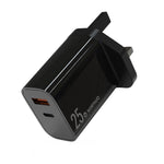 ที่ชาร์จเร็วพอร์ตคู่ NORTHJO NOPD2502 PD 25W USB-C/Type-C + QC 3.0 USB พร้อมปลั๊ก US, EU, UK, AU