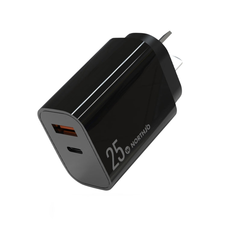 ที่ชาร์จเร็วพอร์ตคู่ NORTHJO NOPD2502 PD 25W USB-C/Type-C + QC 3.0 USB พร้อมปลั๊ก US, EU, UK, AU