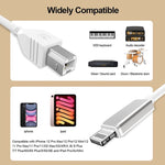 1m 8 Pin to USB-B MIDI Cable for iPad / iPhone, 8 Pin