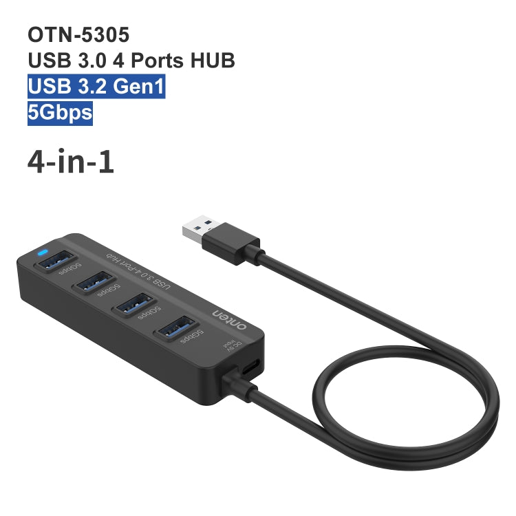 Onten 5305 ฮับ USB3.0 4 พอร์ต 4 ใน 1 สถานีเชื่อมต่อ, 5305